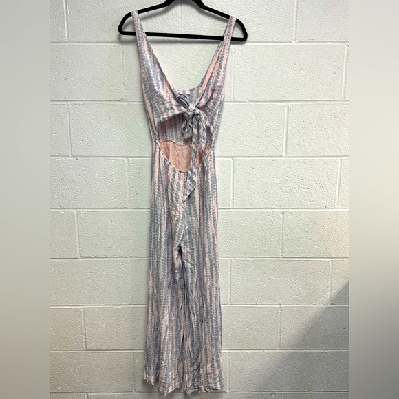 Olivaceous Pants - Olivaceous Pink and Gray Patterned Jumpsuit